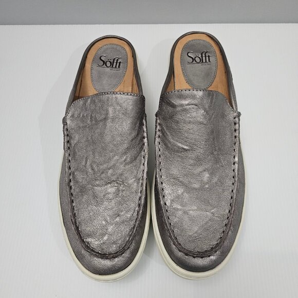 Sofft Somers Moc Mule Sneaker Womens 11 Metallic Gray Leather Casual Slip On - Picture 4 of 13